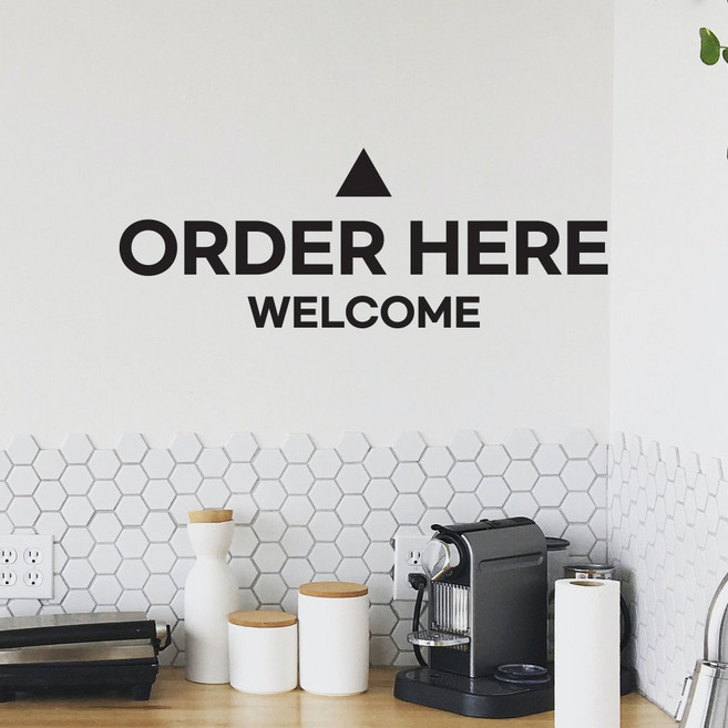 ORDER HERE 오더히어 주문하는 곳 스티커, ORDERHERE_A, 무광블랙, 1개