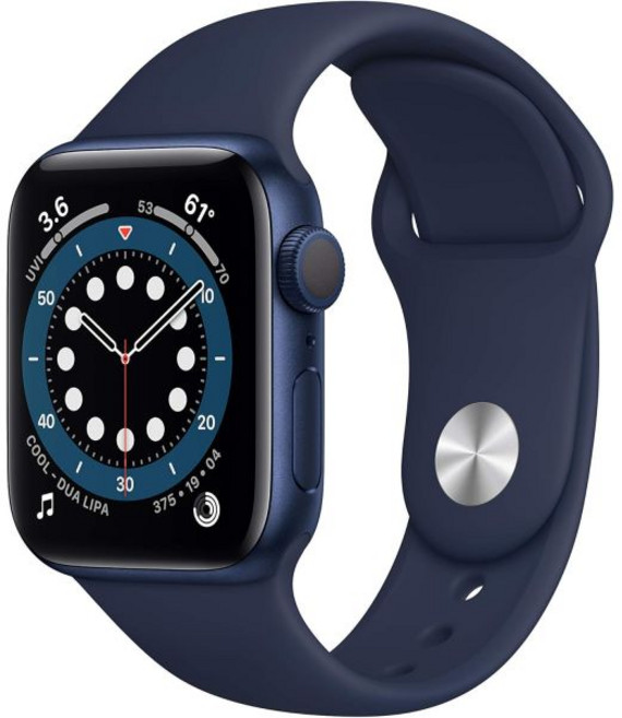 애플워치 밴드 스마트워치 스포츠 Apple Watch 시리즈 6 GPS 40mm - 딥 네이비 밴드가 있는 블루 알루미늄 케이스 리퍼, Blue/ Deep Navy
