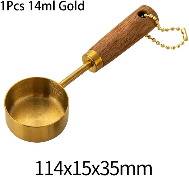 4Pcs 스테인레스 스틸 측정 컵 골드 실버 블랙 커피 1.25-250ml 나무 손잡이 베이킹 도구, 03 1Pcs 14ml Gold, 1개