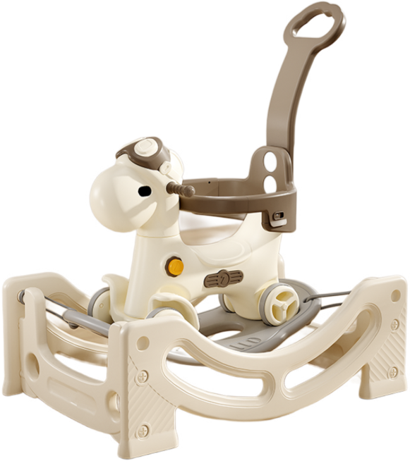 키들 아기 흔들말 붕붕카 스프링카, 베이지브라운, 1개
