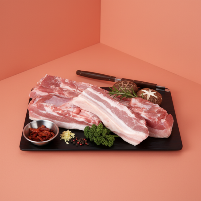 [만족도1위] 국내산 산지직송 건강하고 신선한 프리미엄 국내산 한돈 수육용, 1세트, 500g