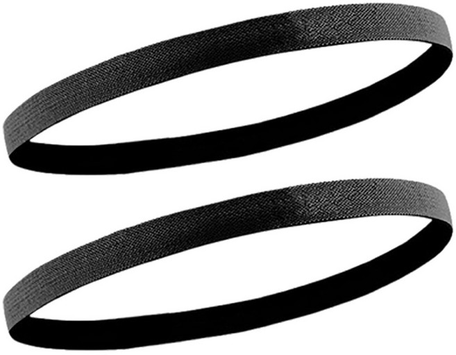 잇곰 땀 흡수 슬림 스포츠 헤어밴드, 블랙, 2개