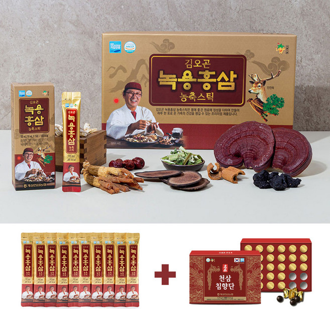 김오곤 TV홈쇼핑 정품 부모님 건강선물 시리즈, 녹용산삼배양근 2개월+침향환 10정, 1개, 300ml