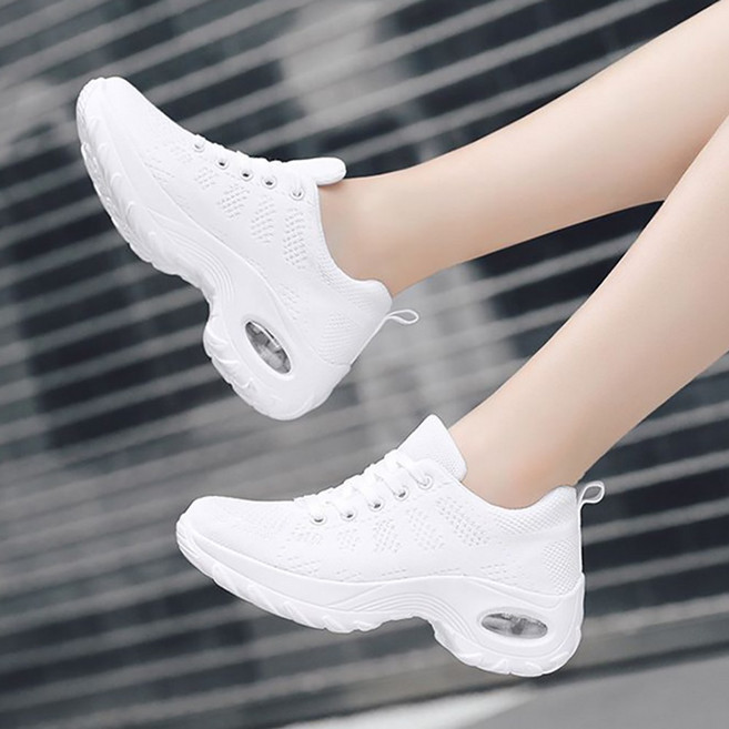 ROYALBELLE 여성 통기성 니트 에어쿠션 키높이 경량 쿠션 편한 데일리 미끄럼방지 워킹 운동화 B0080253