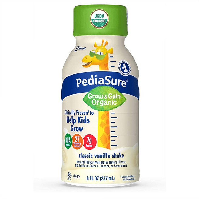 PediaSure Organic Kid's Vanilla Shake 페디아슈얼 오가닉 키즈 바닐라 쉐이크 8oz(237ml) 24팩, 1개, 1