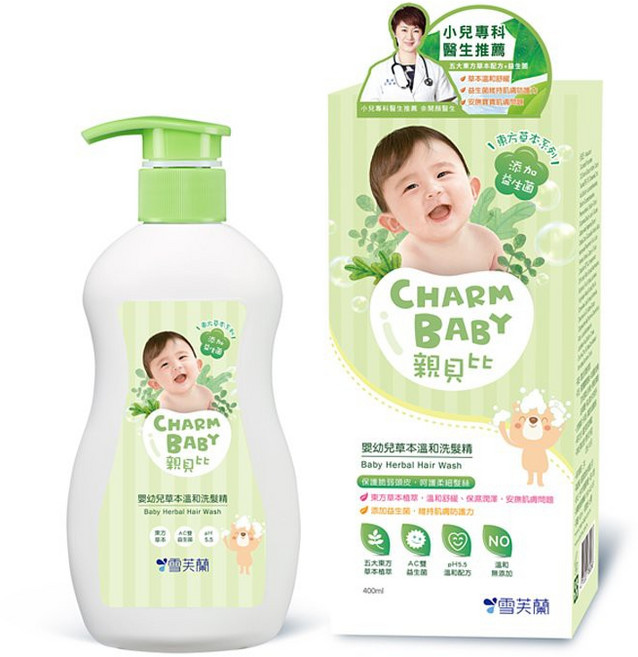 雪芙蘭 親貝比嬰幼兒草本溫和洗髮精 400ml，小兒專科推薦，草本益生菌配方，pH5.5溫和無添加，呵護寶寶細緻頭皮與髮絲, 1個
