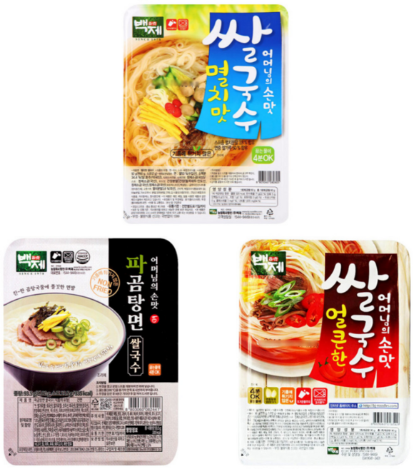 백제 쌀국수 멸치맛10개+파곰탕면10개+얼큰한맛10개, 1개