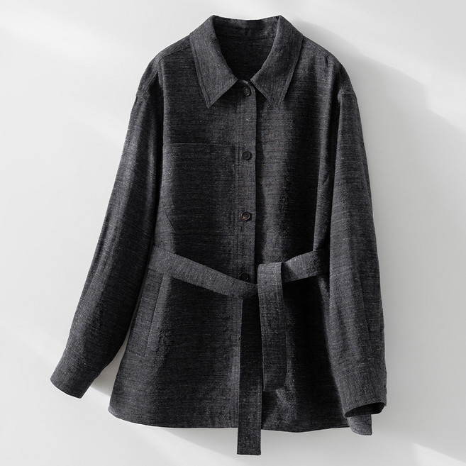 【輕奢顯瘦】亞麻襯衫 襯衫外套 女式襯衫 休閒襯衫 氣質襯衫 寬鬆版型 繫腰帶設計 高級感通勤 26春季新款