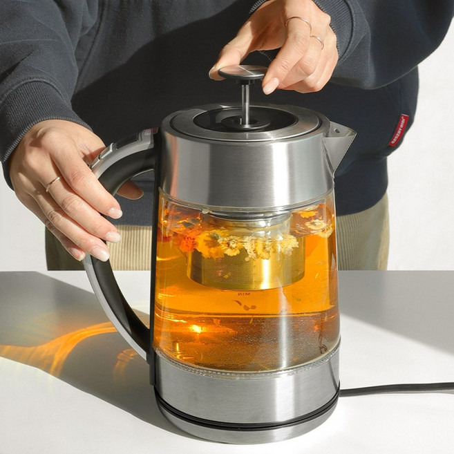 무선 전기 내열유리 티포트 1.7L 차주전자 티팟, 리젠 무선 분유&middot;티포트 1.7L