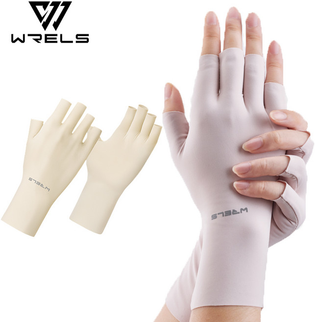 WRELS 냉감 UV차단 손가락반장갑 여성용미끄럼방지 통기성 러닝자전거, 2개, 프리사이즈