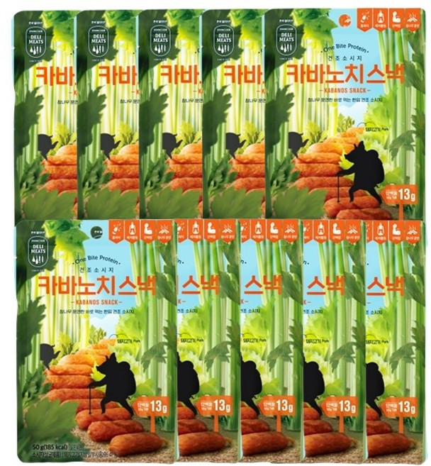 존쿡델리미트 카바노치 스낵 50g X 10개 / 미트 건조육 건조 소시지