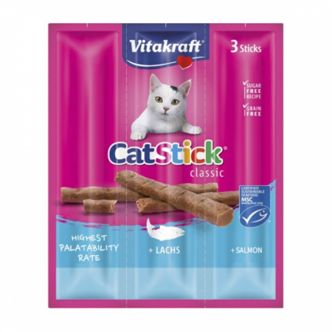 비타크래프트 캣 스틱 간식 3p, 연어, 18g, 20개