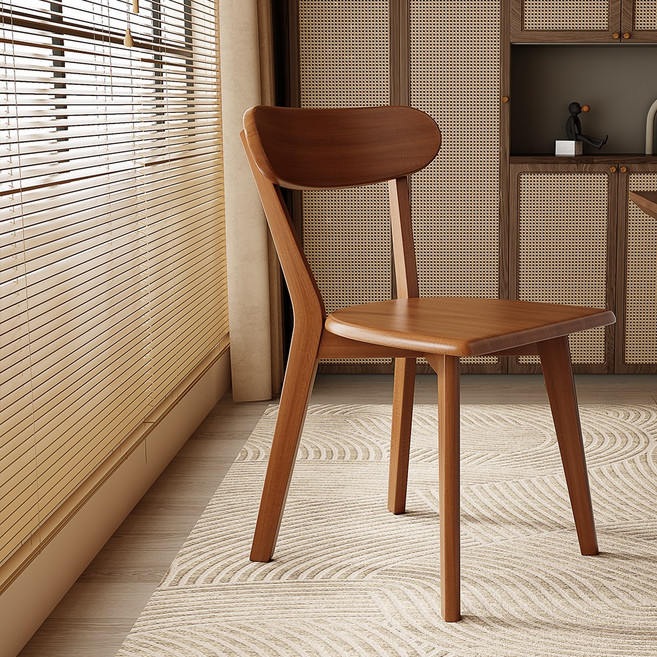 H N Quality Home 고무나무 원목 식탁의자 2P 세트 카페 인테리어 견고한 구조, 2개, 호두색