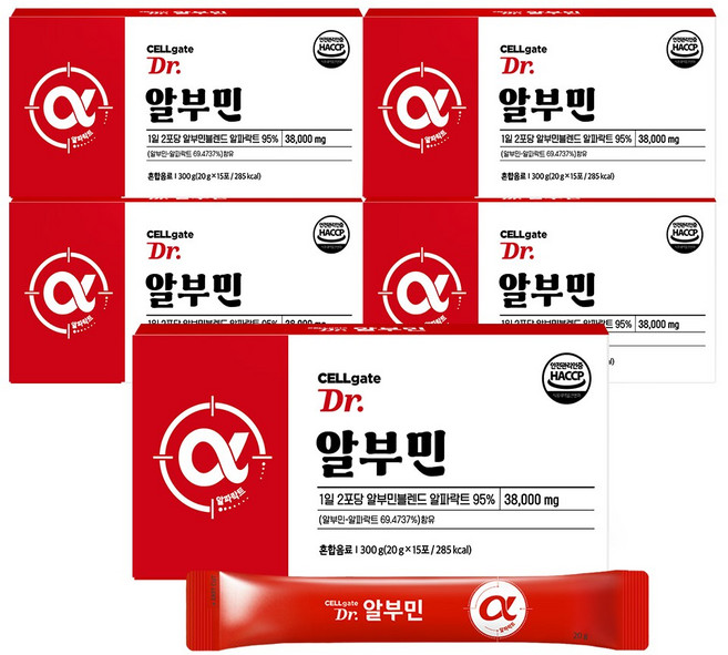 셀게이트 마시는 닥터 알부민 레몬맛 스틱, 5개, 15회분