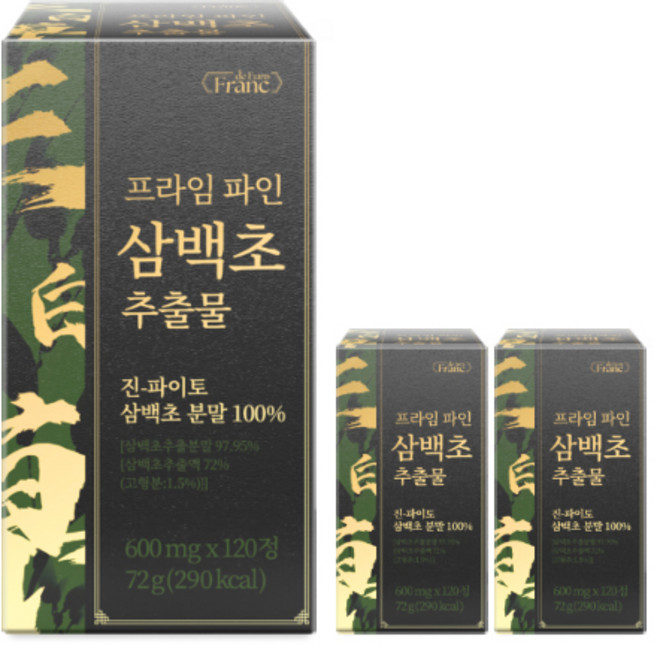 프라임 파인 삼백초 추출물 진 파이토 삼백초 분말 100%, 3개, 120정