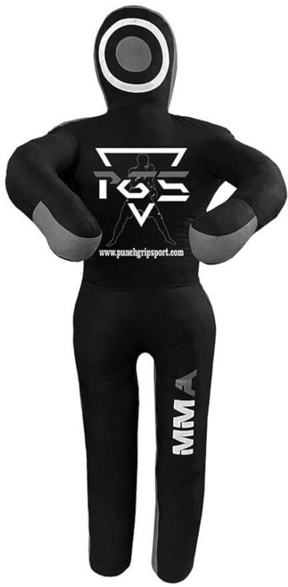 MMA 그래플링 더미 브라질리언 주짓수 BJJ 펀칭백 자기방어 레슬링 유도 가라테 복싱 던지기 제출 스탠딩 포지션 채워지지 않음 (풀 블랙 1.8m(6피트/70인치)), 블랙 그레이