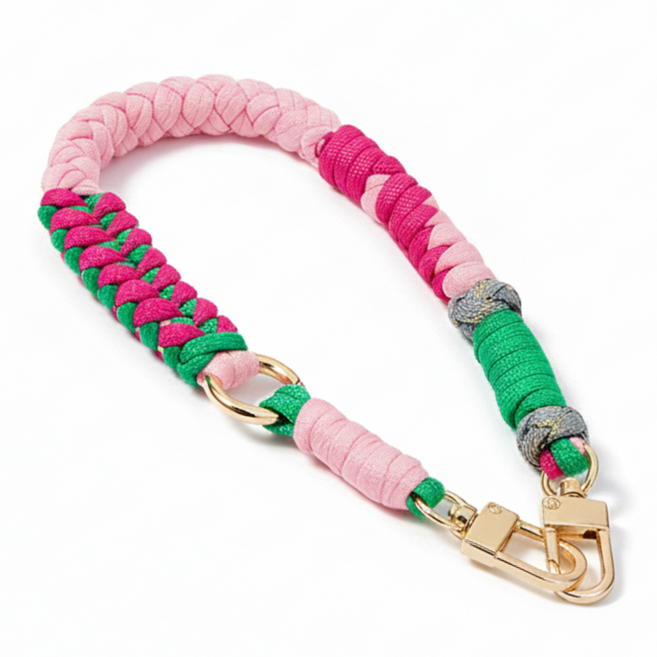 두두타운 패션 포인트 손목 로프 스트랩, 1개, 핑크+딥핑크&그린