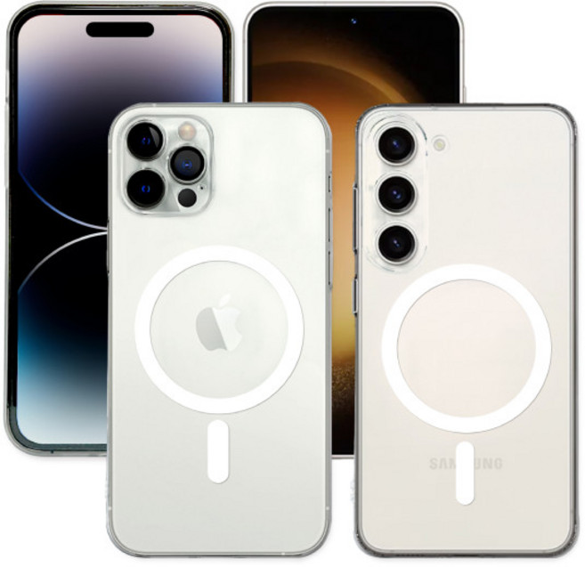 비니월드 변색없는 슬림핏 2배자력 투명 맥세이프케이스 [액정보호필름포함]