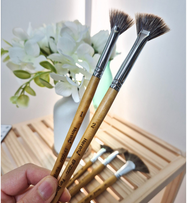 헤렌드붓 EF2200 부채 붓 수채화 브러쉬 낱개, 1개, 2호