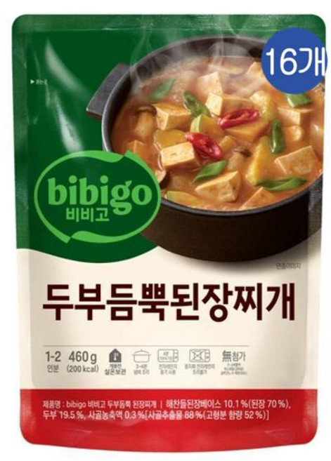 비비고 두부듬뿍 된장찌개, 460g, 16개