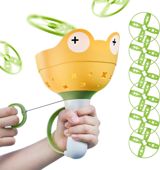 파이 빙글빙글 날리는 야외놀이 캠핑 장난감 개구리 비행접시, 오렌지 옐로우, 1개