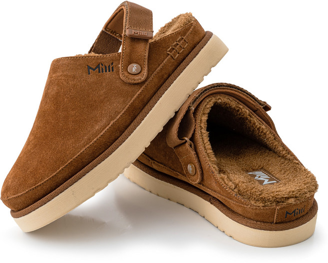 밀리 천연가죽 키높이 클로그 슬리퍼 샌들 스너그