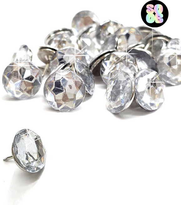 30p 예쁜 큐빅 압정 예쁜 보석 푸쉬핀 셋트 데스크 벽꾸미기 엽서 사진 크로크보드 게시판 지도 사무실 침실벽꾸미기, 1세트, 30개