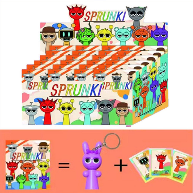 스프런키 피규어 연필깍지 키링 어린이 구디백 단체 장난감 선물, 24개, 멀티혼합