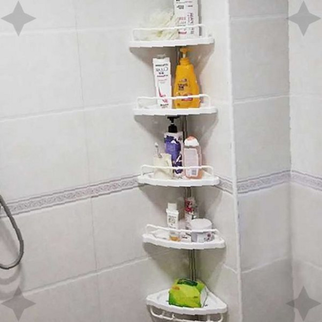 focus 5단욕실 코너선반 수납장 진열대 기둥식 정리대, 1개, 5단욕실코너선반