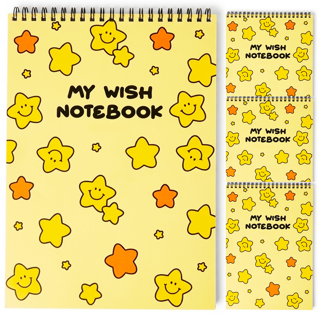 [무해해] 해피 귀여운 무지 초등 종합장 40매 4개입, 옐로우스타, 1세트