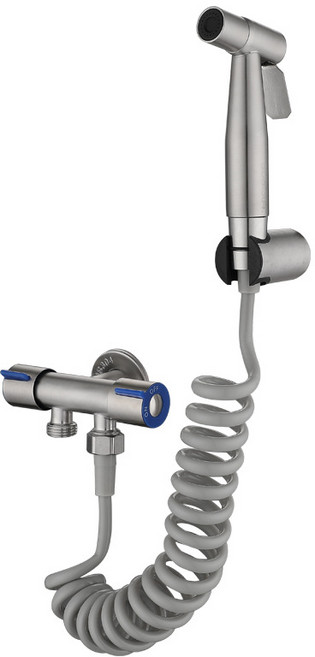 스테인리스강 비데 스프레이 세트 핸드 양방향 수도꼭지 욕실 변기 호스 파이프, 1개