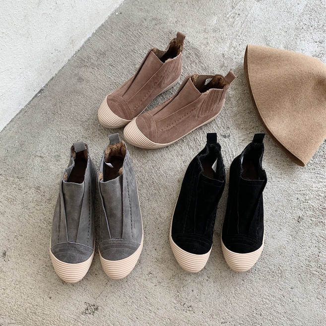 천연소가죽 스웨이드 털 기모 하이탑 겨울 여자 슬립온 운동화