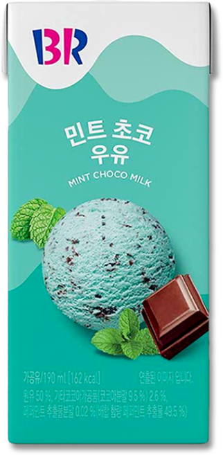 BR 민트초코우유, 190ml, 3개