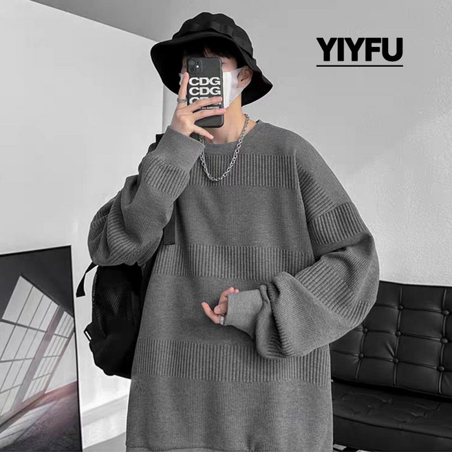 YIYFU 남자니트 남자맨투맨 남자빅사이즈 스웨터