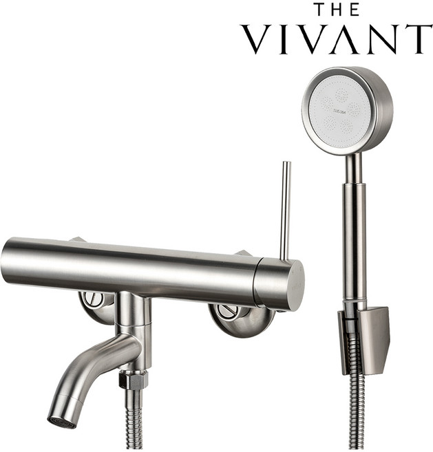 VIVANT-VAR600(MS) 니켈무광 샤워욕조수전 SUS304 토수구회전형 매트실버 인테리어 VAR-600MS TRAND, 니켈, 1개