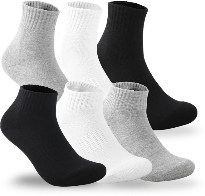 마마로 국산 남성 여성 이중바닥 무지 쿠션 파일 스포츠양말 5켤레, 블랙