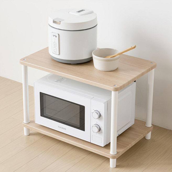 [색상리뉴얼행사] 국내생산 튼튼한 조립식 전자렌지대 다용도수납장 밥솥다이 렌지대수납장 맘마존 강아지수납장, 1-2) 진열장형 2단-화이트우드