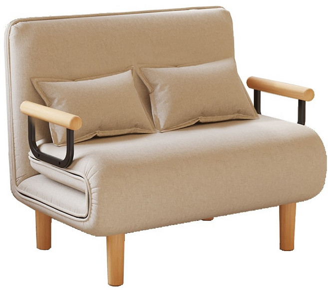 多功能懶人折疊沙發床, 米色,100公分