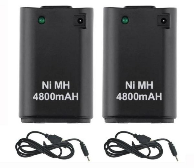 Xbox 360 게임 패드 용 배터리 2-in 1 4800mAh 충전식 게임 패드 Xbox 360 컨트롤러 콘솔 배터리 용 Ni MH 배터리, 3)1Pcs White