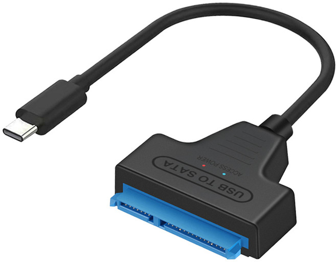 트론 2.5형/3.5형 USB 3.0 C타입 to SATA DC전원 공급 포트 케이블, 블랙, 1개, 25cm