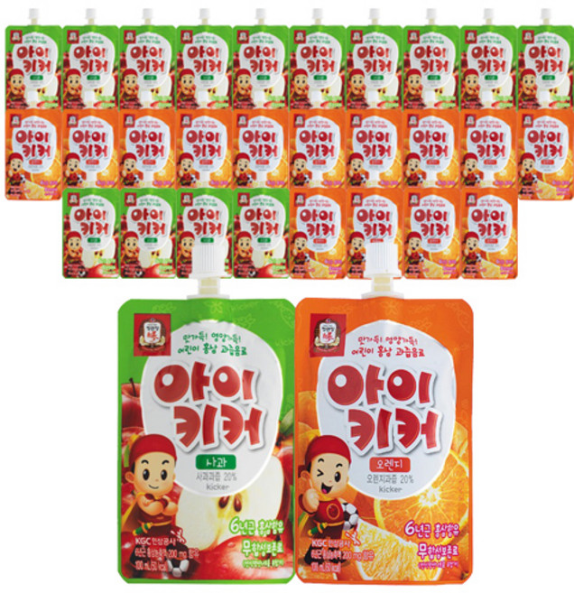 정관장 아이키커 100ml 사과맛 15개 + 오렌지맛 15개 / 어린이 홍삼음료, 1개