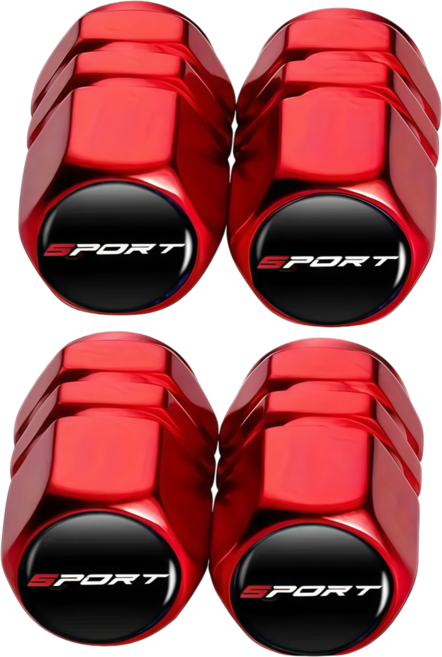 자동차 타이어캡 에어캡 밸브캡 원형 SPORT, SPORT-붉은색Red, 4개