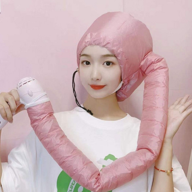 프레쉬윈드 벗겨지지않는 드라이캡 헤어캡 드라이어연결 머리말리기, 핑크, 1개