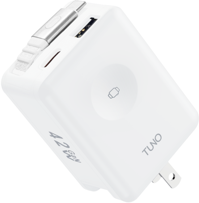 TUNO 42W 自帶線磁吸無線充電器, 白色, 1個