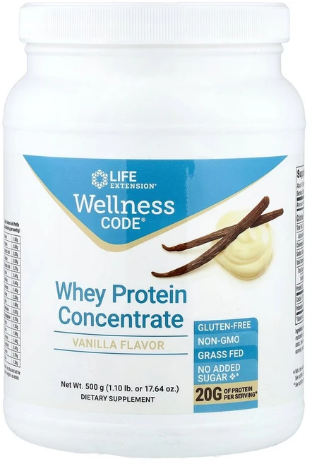 라이프익스텐션 Wellness Code 농축 유청 단백질 바닐라 500g(1.10lb), 1개, 500g - 쿠팡