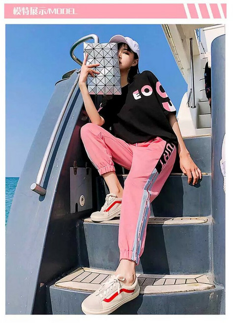 顯瘦透氣運動休閒兩件套｜短T恤+長褲套裝｜ b0031
