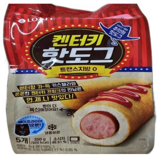 켄터키 핫도그 롯데 냉동 350g, 1개