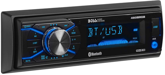 BOSS 오디오 시스템 엘리트 560BRGB 카 스테레오 - 싱글 딘 블루투스 및 호출 헤드 유닛 CD 플레이어 USB AM/FM 라디오 수신기 멀티컬러 조명 앰프 연결, Single DIN No CD, 1개