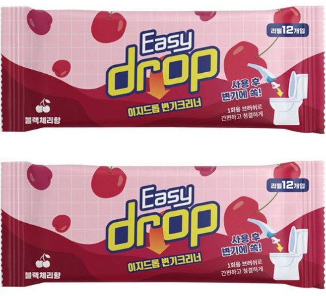 이지드롭 일회용 변기크리너 리필, Black cherry scent, 2개
