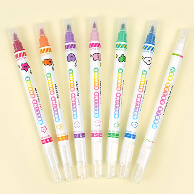 핑크풋 체인지 롤링펜 7본 세트 색이 바뀌는 체인지펜 데코펜 패턴펜